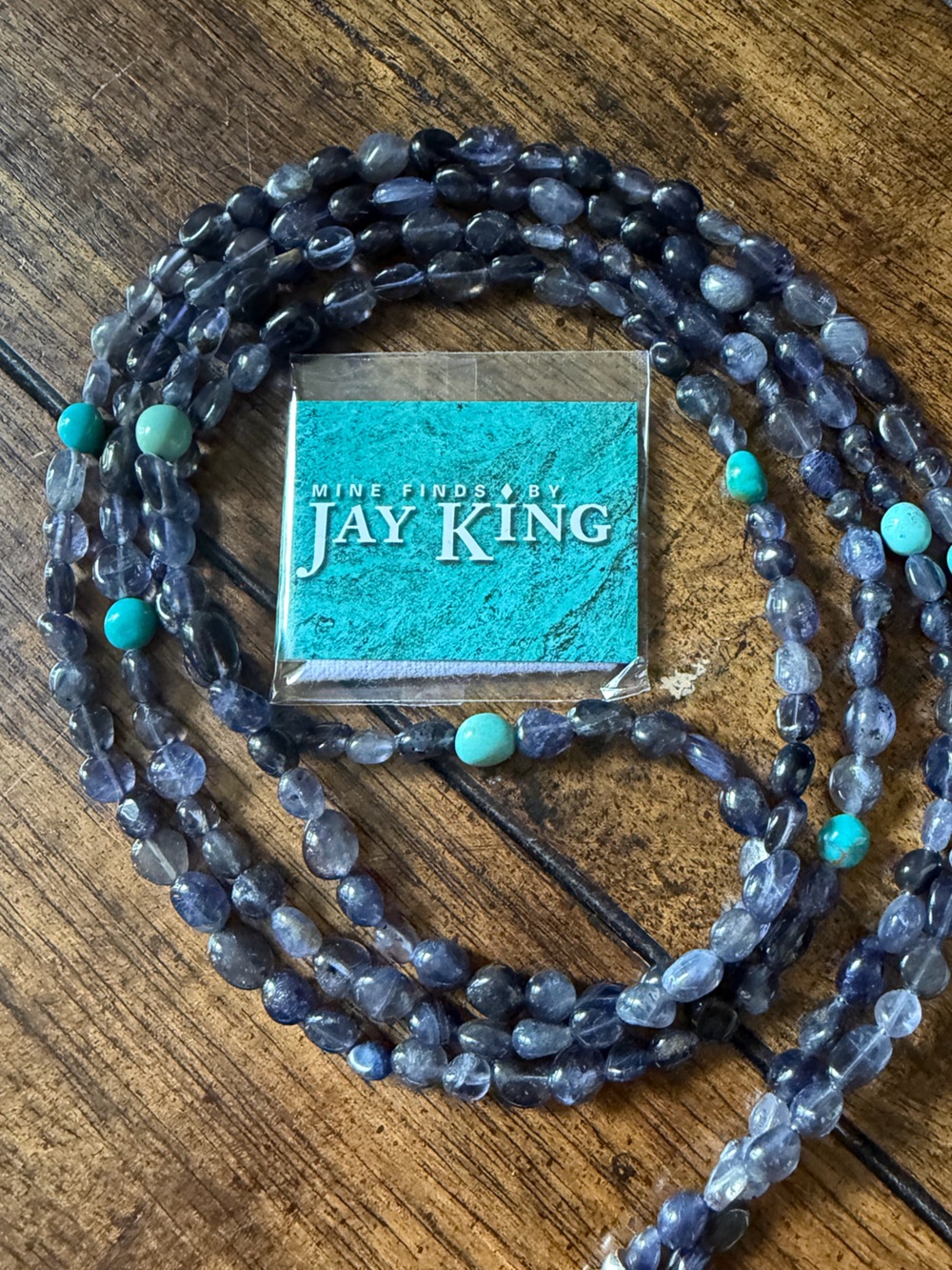 Jay King Iolite Bead Wrap Necklace with Turquoise Accent Beads